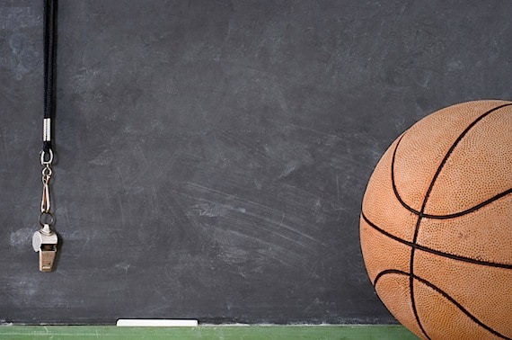 A Basketball and Whistle Against a Blackboard - Photo courtesy of ©iStockphoto.com/dalton00, Image #4077159