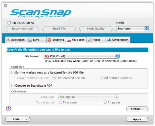 ScanSnap Settings - Tab 4