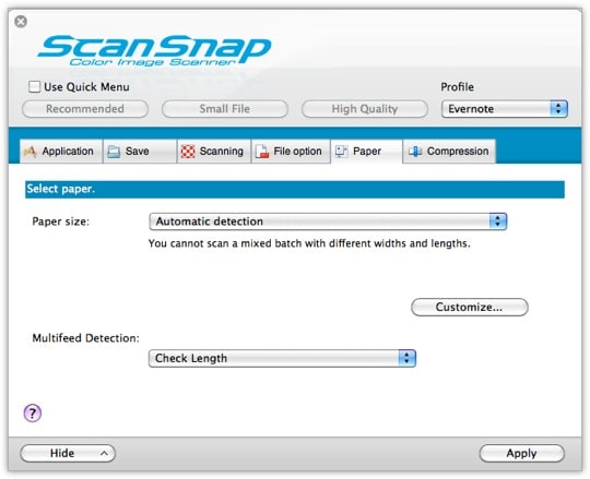 ScanSnap Settings - Tab 4