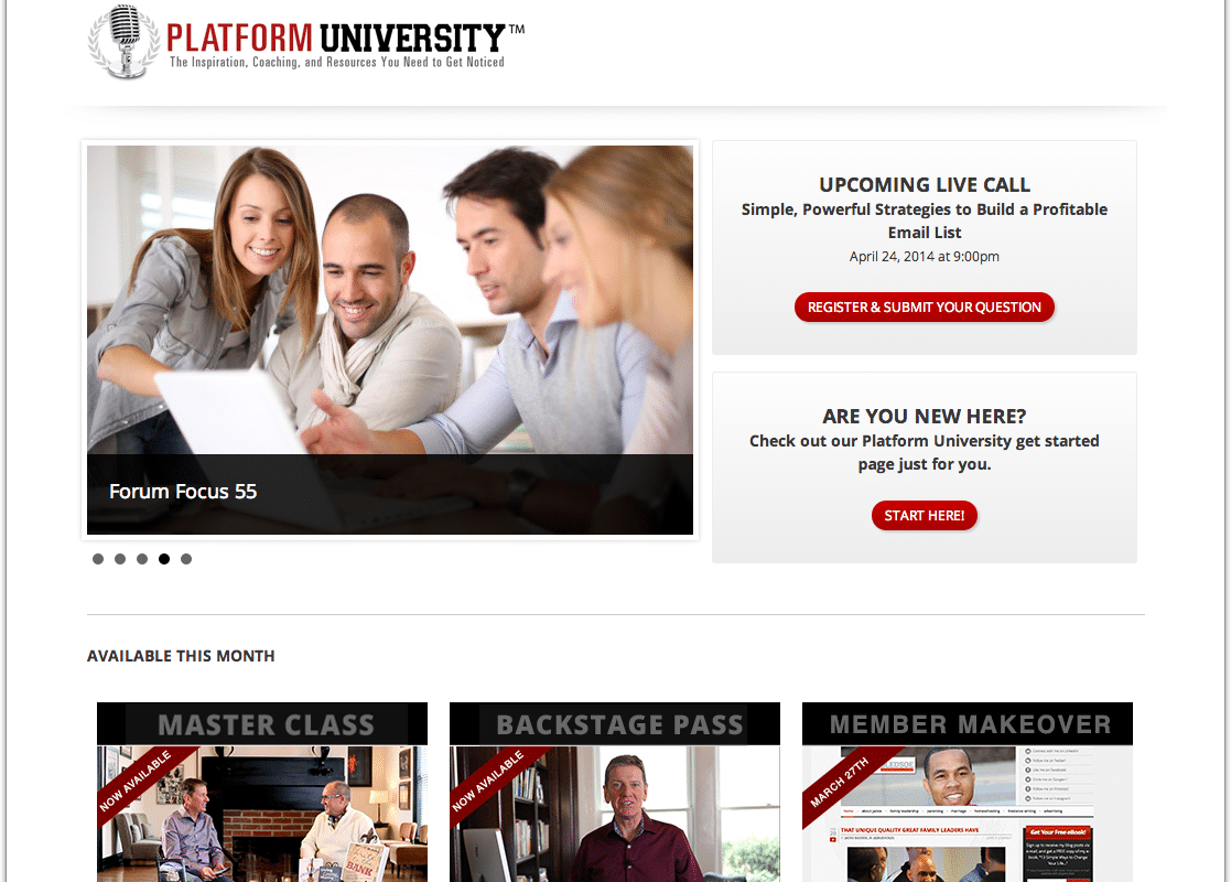 Platform University Members Home Page